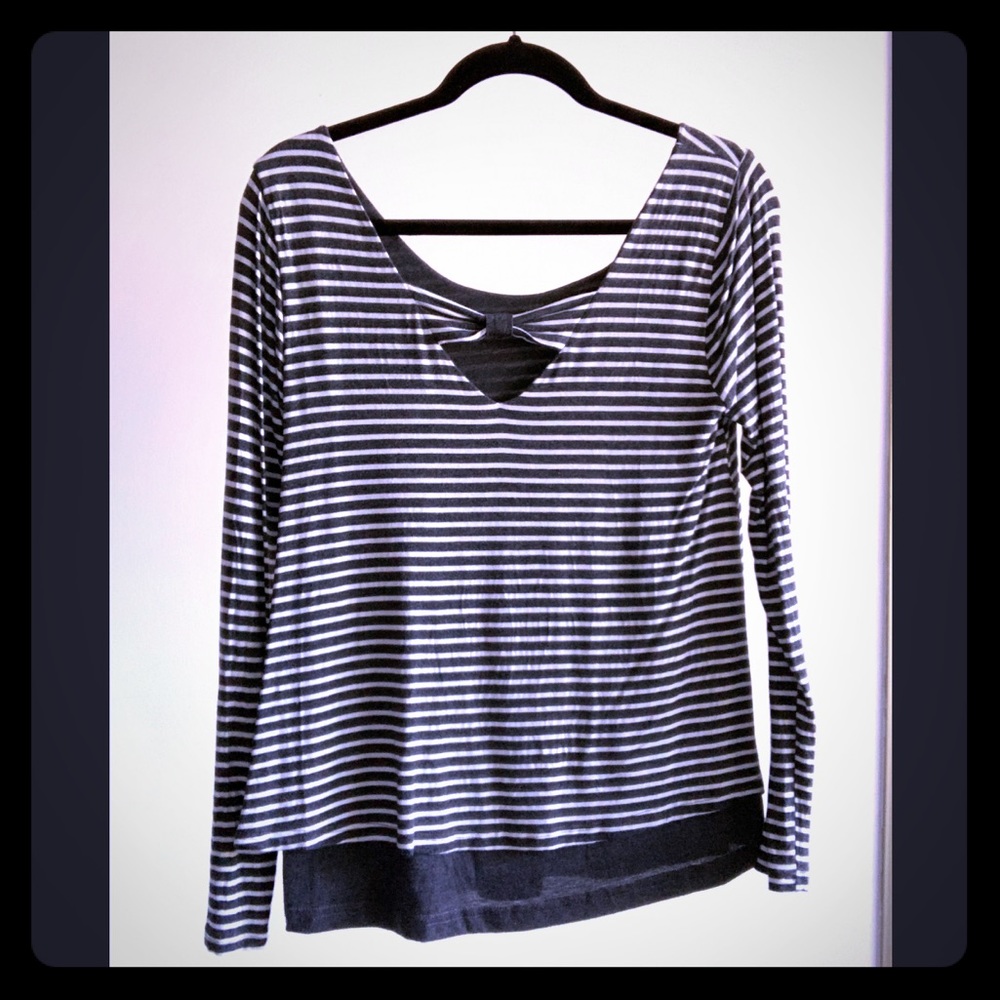 Striped Long Sleeve w/ Bow Back Detail